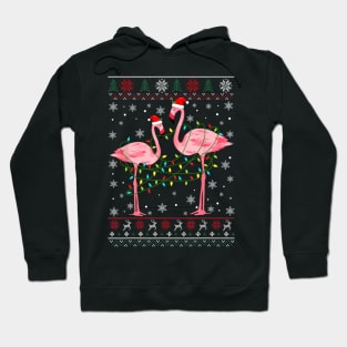 Flamingo Lights Tangled Ugly Sweater Christmas Animals Hoodie